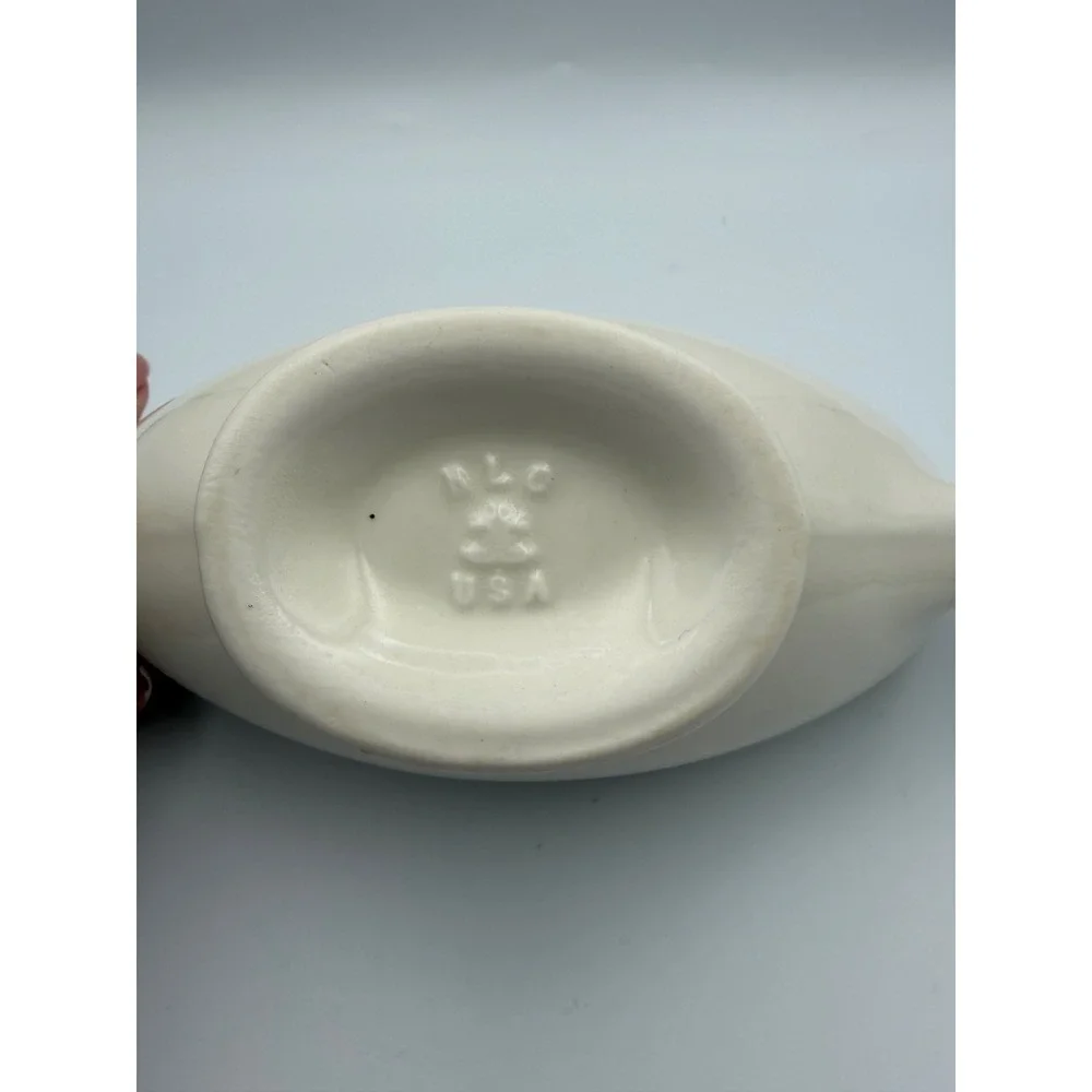 Vintage HLC USA Homer Laughlin Ivory Ceramic Gravy Boat Scalloped Rim Pedestal